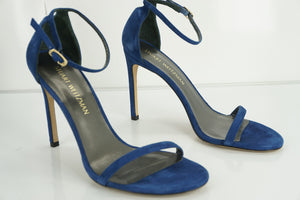 Stuart Weitzman Nudistsong Blue Suede Ankle Strappy Sandals Size 9.5 NIB $398