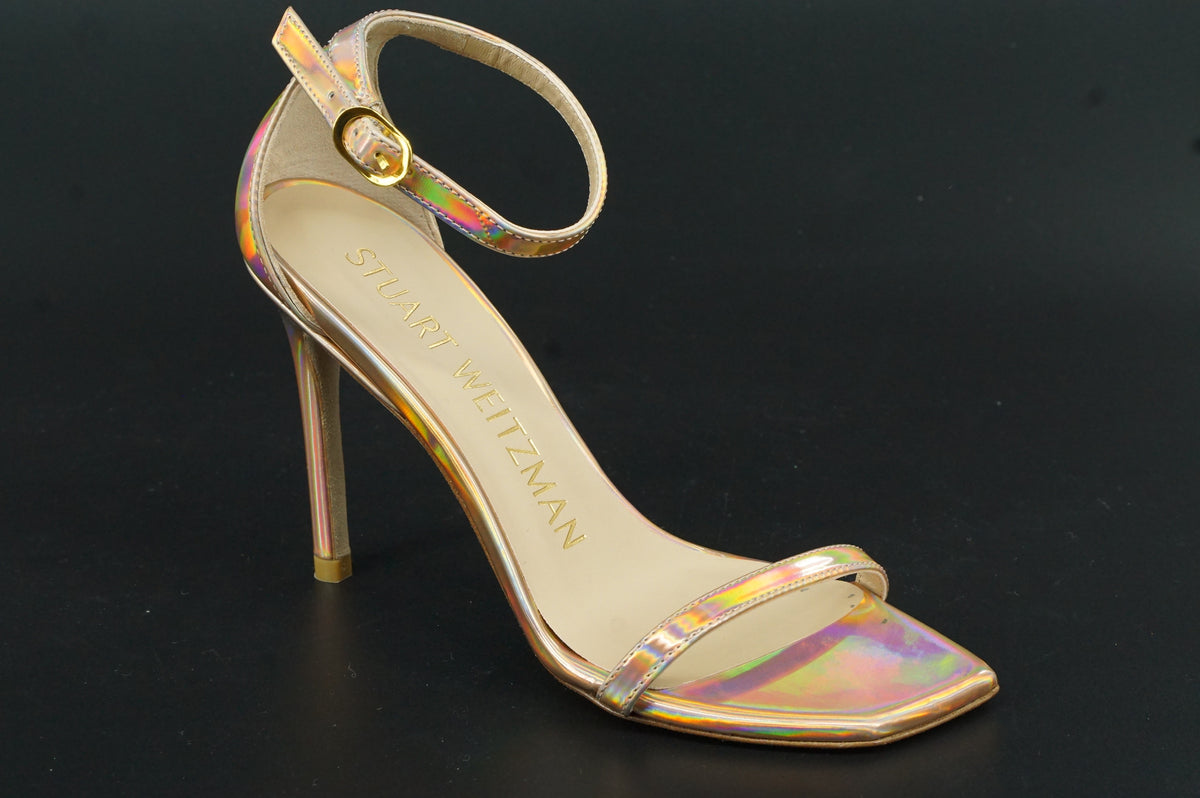 Stuart Weitzman Nudistcurve 100 Hologram Ankle Strappy