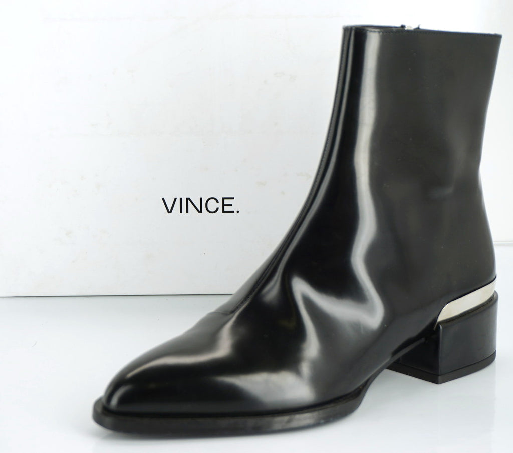 Vince 'Yasmin' Pointy Toe Boot Ankle Boots SZ 6.5 Black Leather New $595