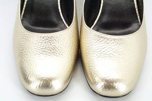 Saint Laurent Gold Leather Ankle Strap Pump SZ 37.5 NIB $895