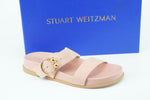 Stuart Weitzman Joni Buckle Slide Pink Leather Sandals Size 6.5 New Flat $395