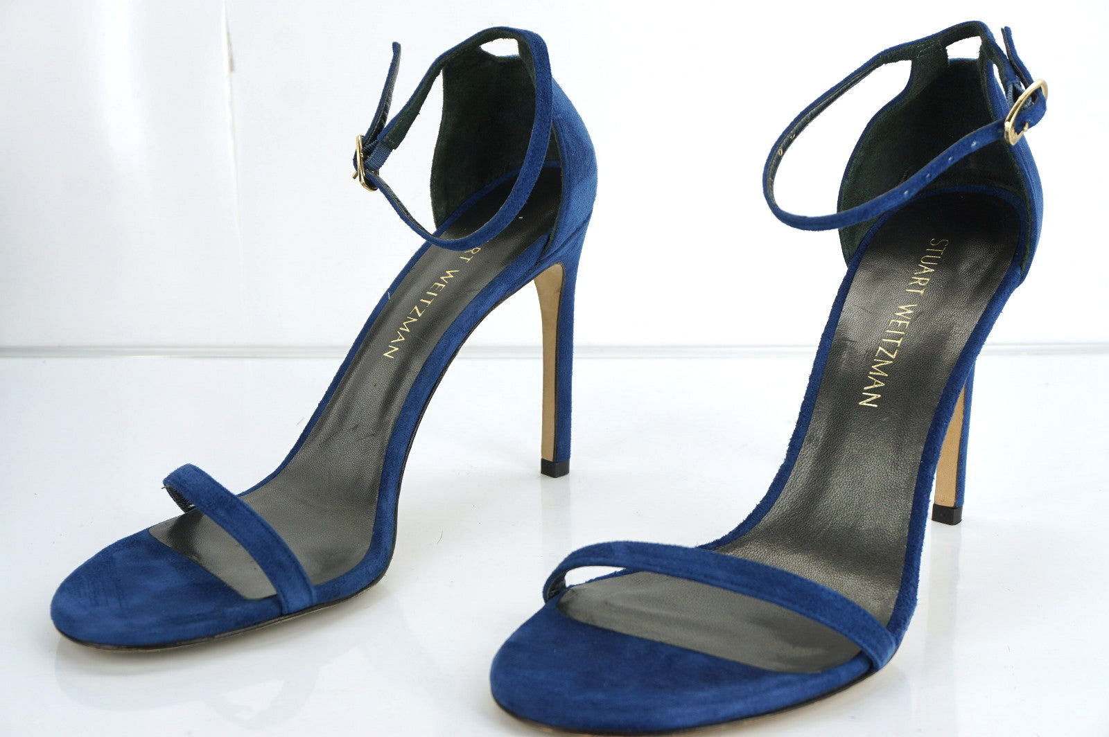 Stuart Weitzman Nudistsong Blue Suede Ankle Strappy Sandals Size 9.5 NIB $398