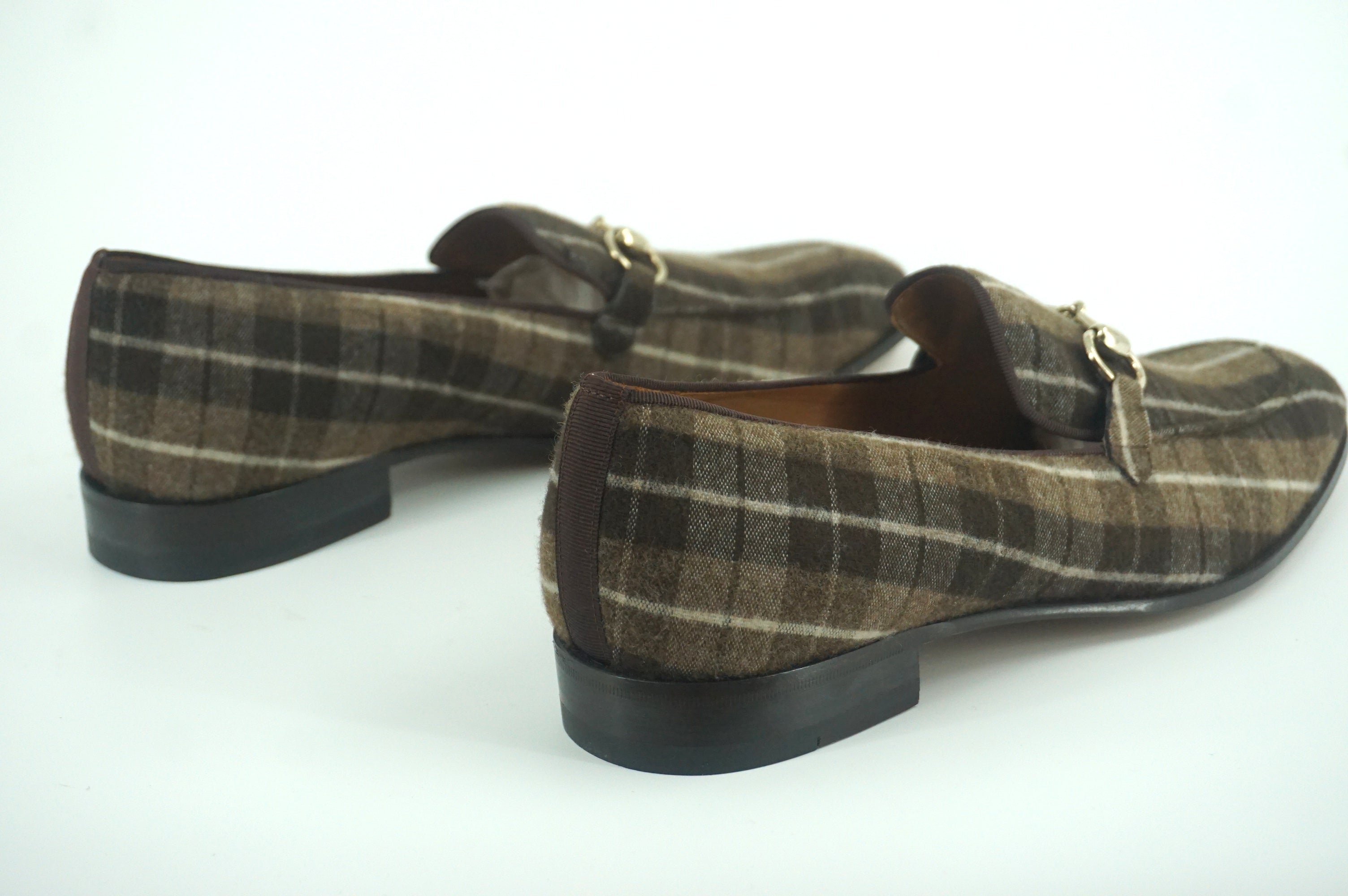 Mezlan Highland Brown Plaid Slip on Loafer Dress Shoes Size 9.5 Bit New $395