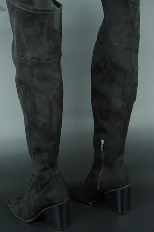 Marc Fisher Onyse Over the Knee Boot Black size 7.5 Pointed Toe Stretch New