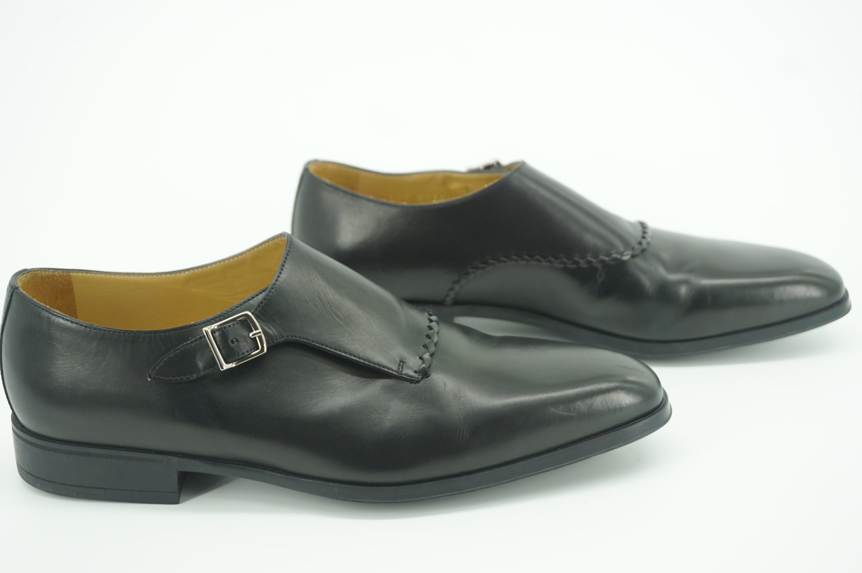 Sutor Mantellassi Marzio Black Leather Monk Strap Loafers Size 10 slip on $565