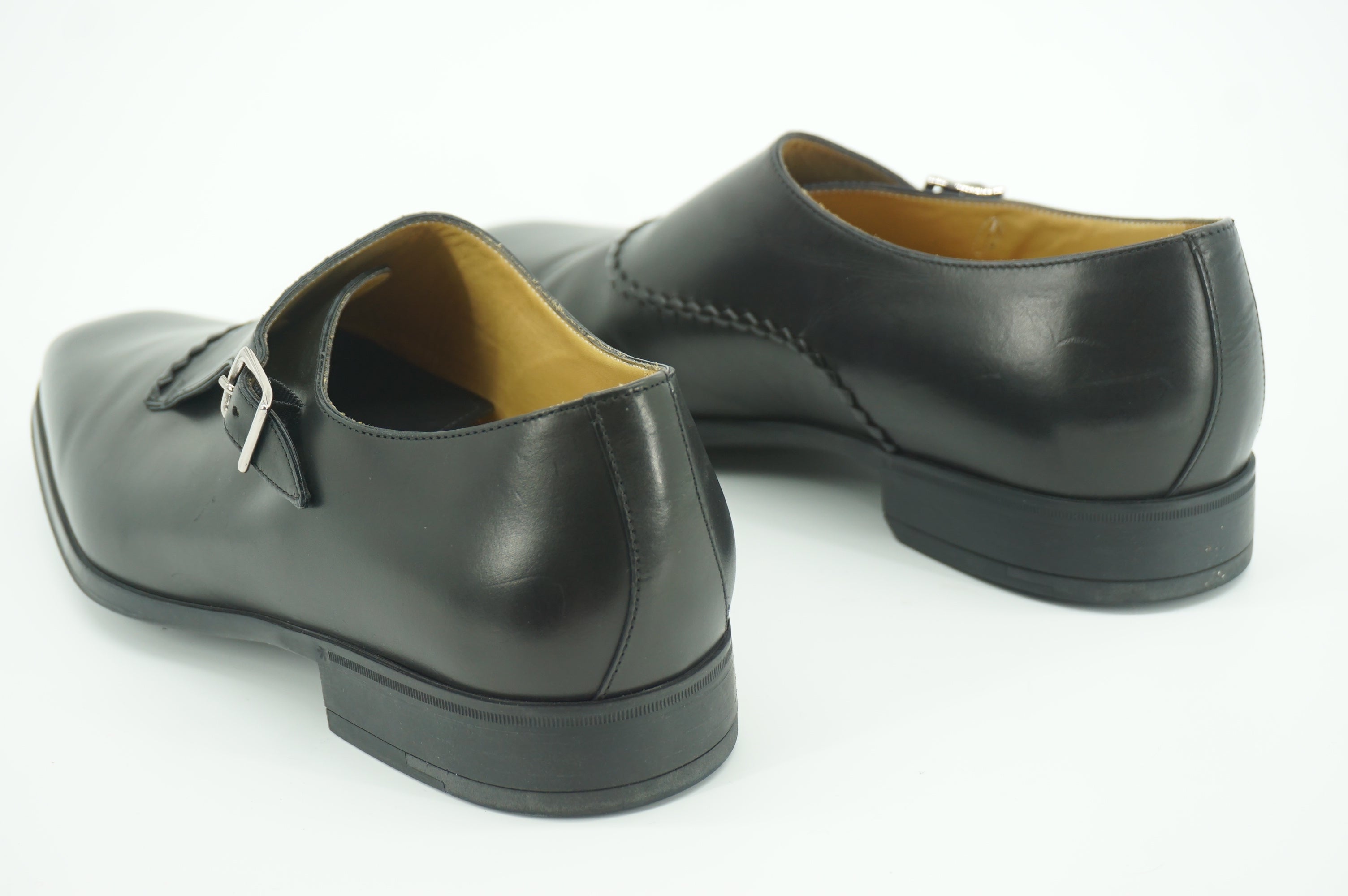 Sutor Mantellassi Marzio Black Leather Monk Strap Loafers Size 10 slip on $565