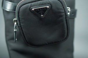 Prada Monolith Nylon Zip Bag Lug Combat Boot SZ 38 Logo Pocket Riding Platform
