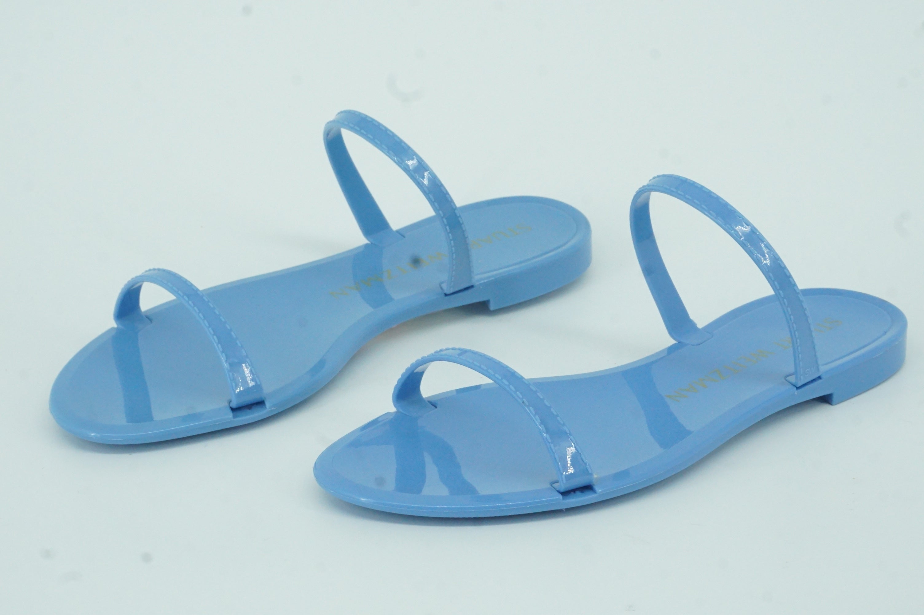 Stuart Weitzman sawyer PVC Blue Rubber Strappy Slide Sandals SZ 6 New