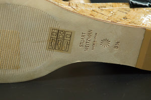 Stuart Weitzman Aleena Patent Leather & Cork Wedge Mules Sandals SZ 8.5 New