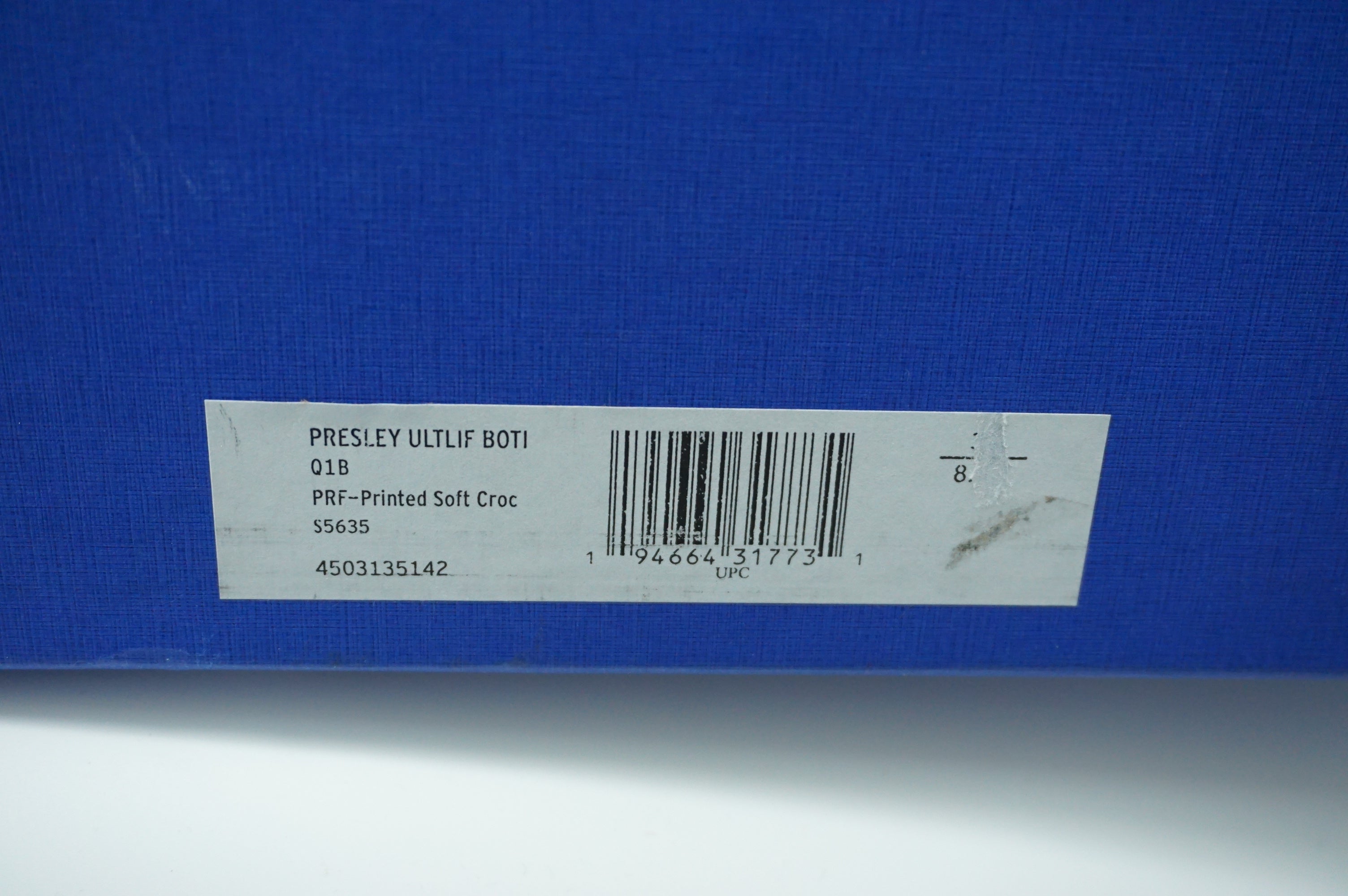 Stuart Weitzman Presley Lug-Sole Croc-Emb Leather Chelsea Boots SZ 8.5 Blue $695