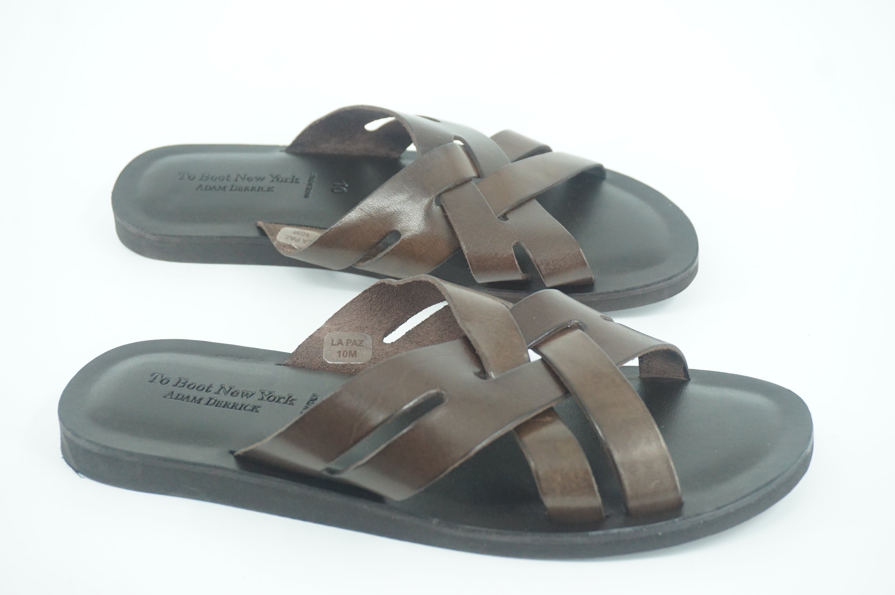 To Boot New York Brown LeatherLa Paz Flip Flop Men Sandals Size 10 $225 Flat