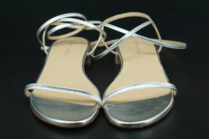 Stuart Weitzman Catherine Flat Silver Ankle Strappy Sandals Size 10 $475