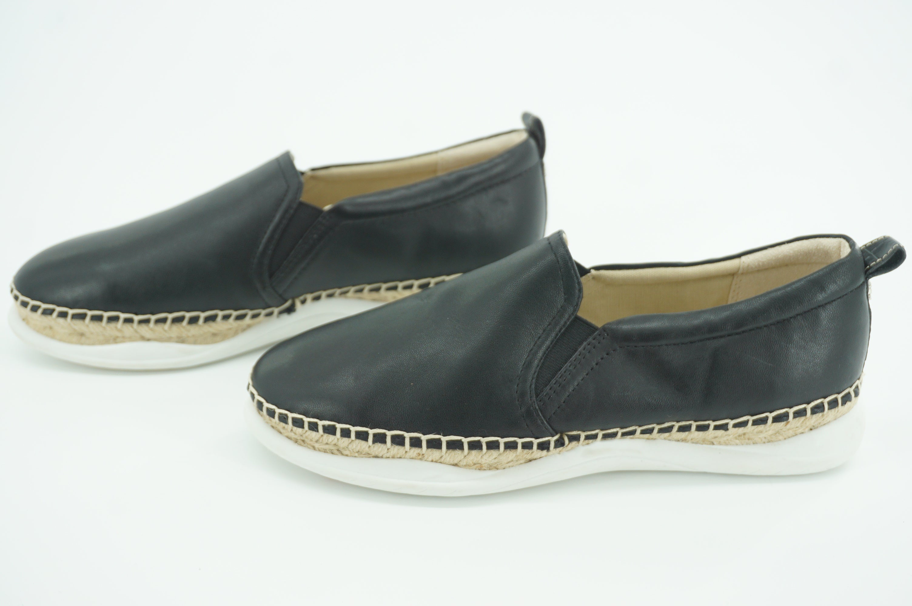 Sam Edelman Kassie Black Leather espadrille Flat Sneaker SZ 7 New $130