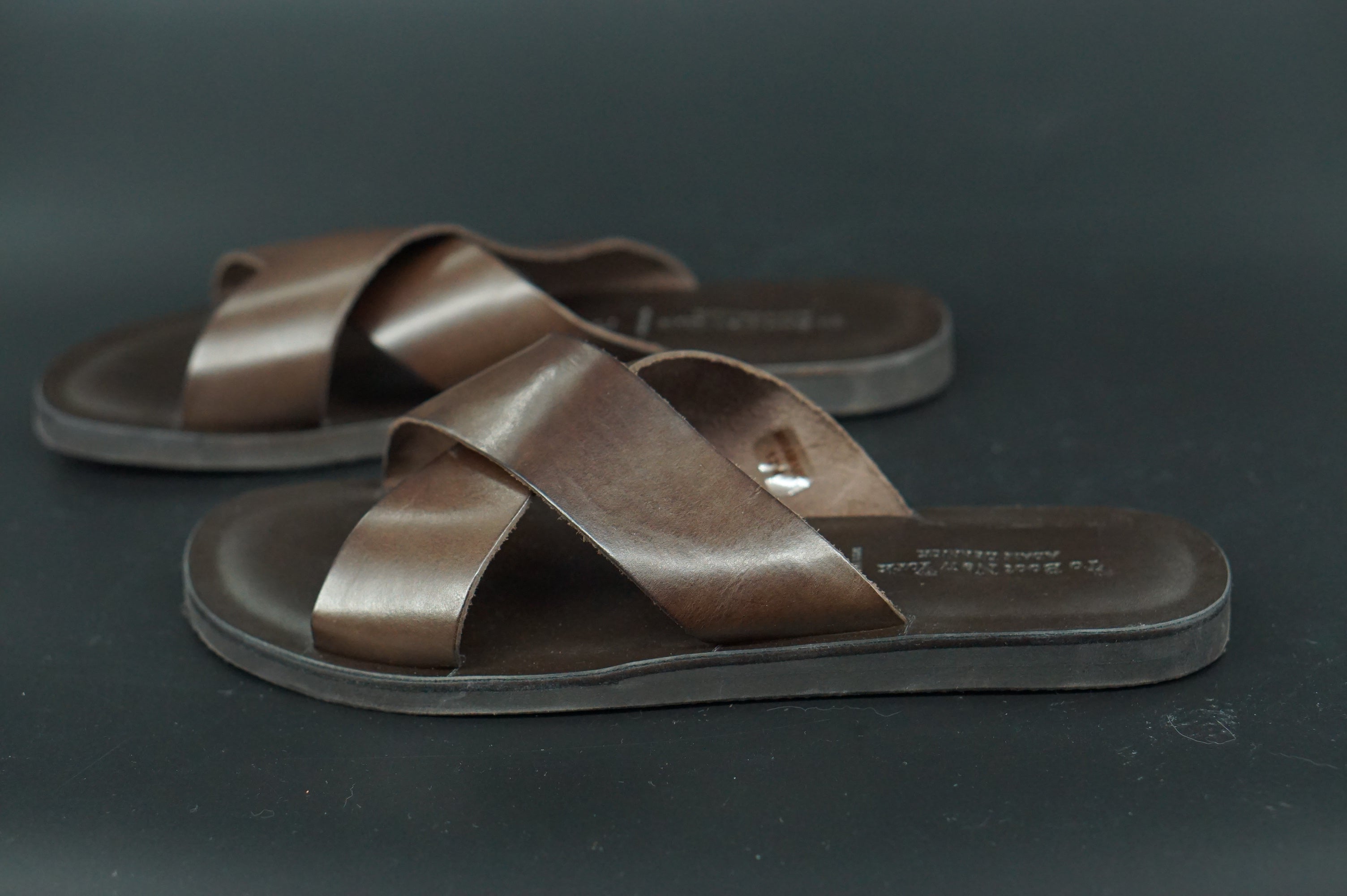 To Boot New York Brown Leather Miramare Flip Flop Men Sandals Size 12 $225 Flat
