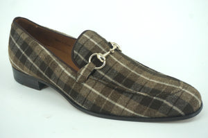 Mezlan Highland Brown Plaid Slip on Loafer Dress Shoes Size 9.5 Bit New $395