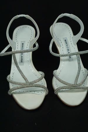 Manolo Blahnik Lucery Crystal Embellished Slingback Sandal size 36 $1095