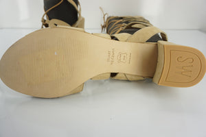 Stuart Weitzman Roman Gladiator Suede Sandal Size 8 Block Heel Open Toe $425 New