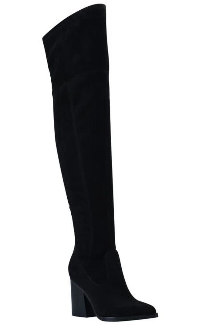 Marc Fisher Onyse Over the Knee Boot Black size 7.5 Pointed Toe Stretch New