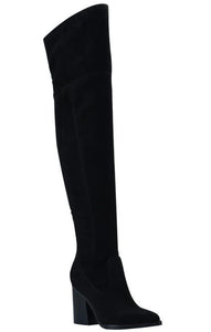 Marc Fisher Onyse Over the Knee Boot Black size 7.5 Pointed Toe Stretch New