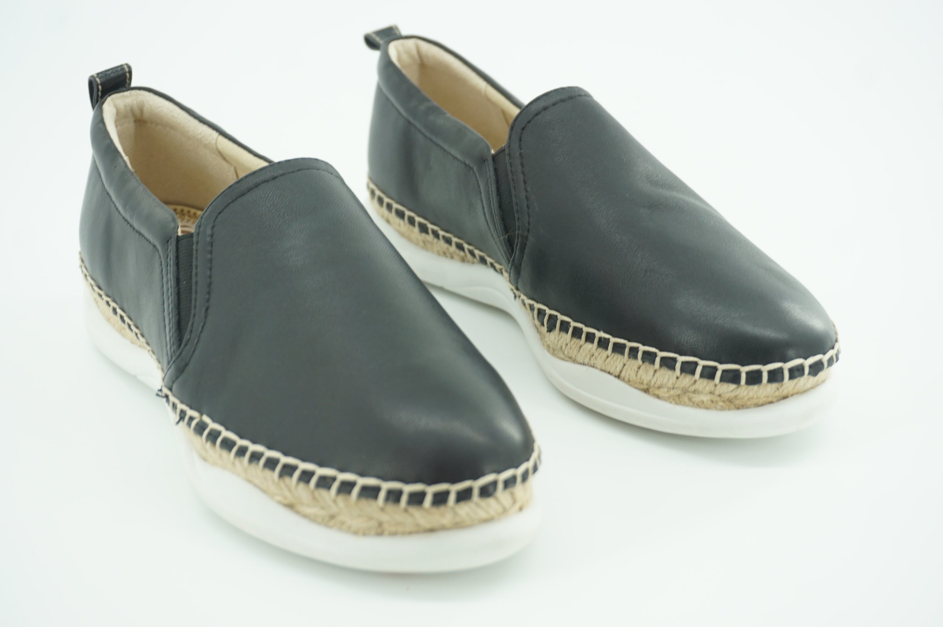 Sam Edelman Kassie Black Leather espadrille Flat Sneaker SZ 7 New $130
