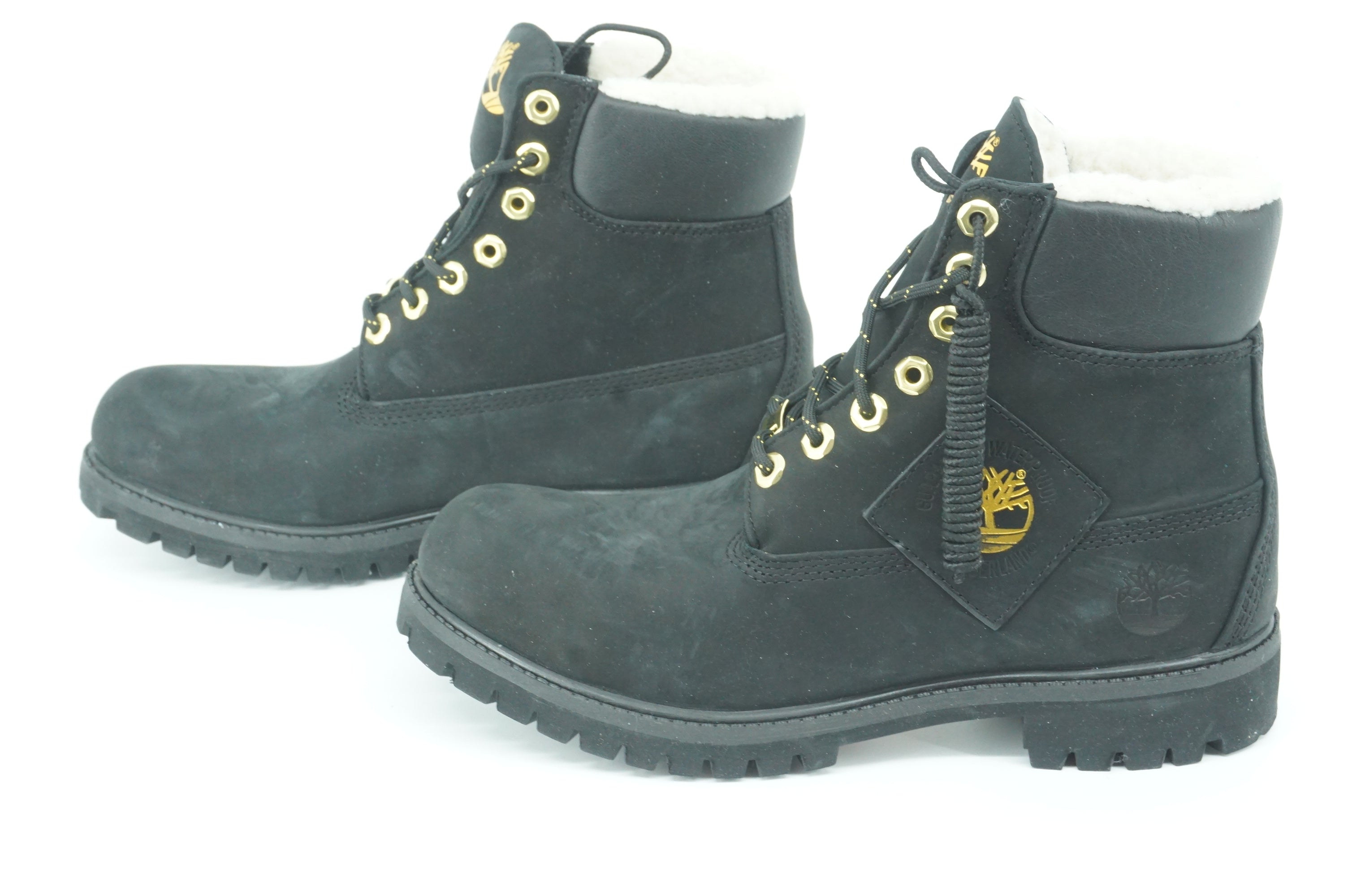 Timberland 6-Inch Premium Waterproof Faux Shearling Boot size 9 Black Mens