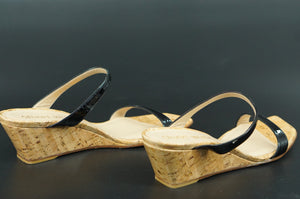 Stuart Weitzman Aleena Patent Leather & Cork Wedge Mules Sandals SZ 8.5 New