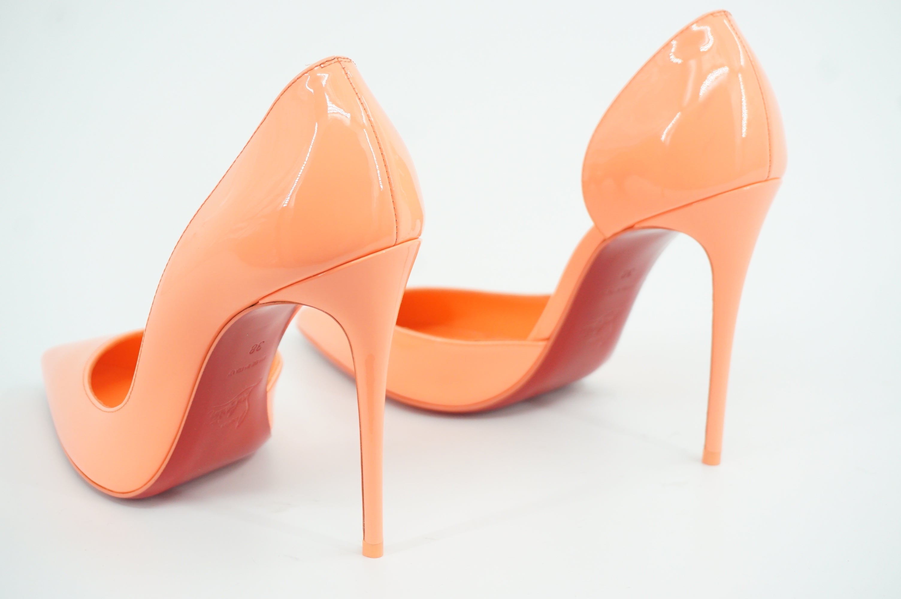 Christian Louboutin Iriza 100 d'Orsay Peach Patent Size 8 Womens