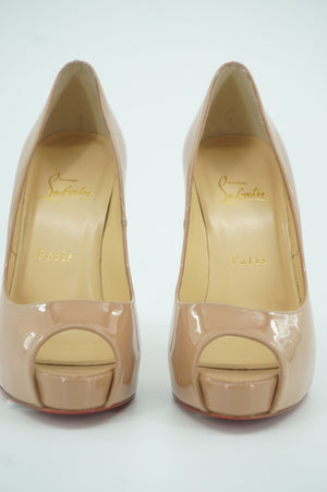 Christian Louboutin New Very Prive Pump Nude Patent Size 8 Womens