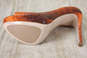 Miu Miu Snake Skin Open Toe Platform Pumps size 38.5 New $670