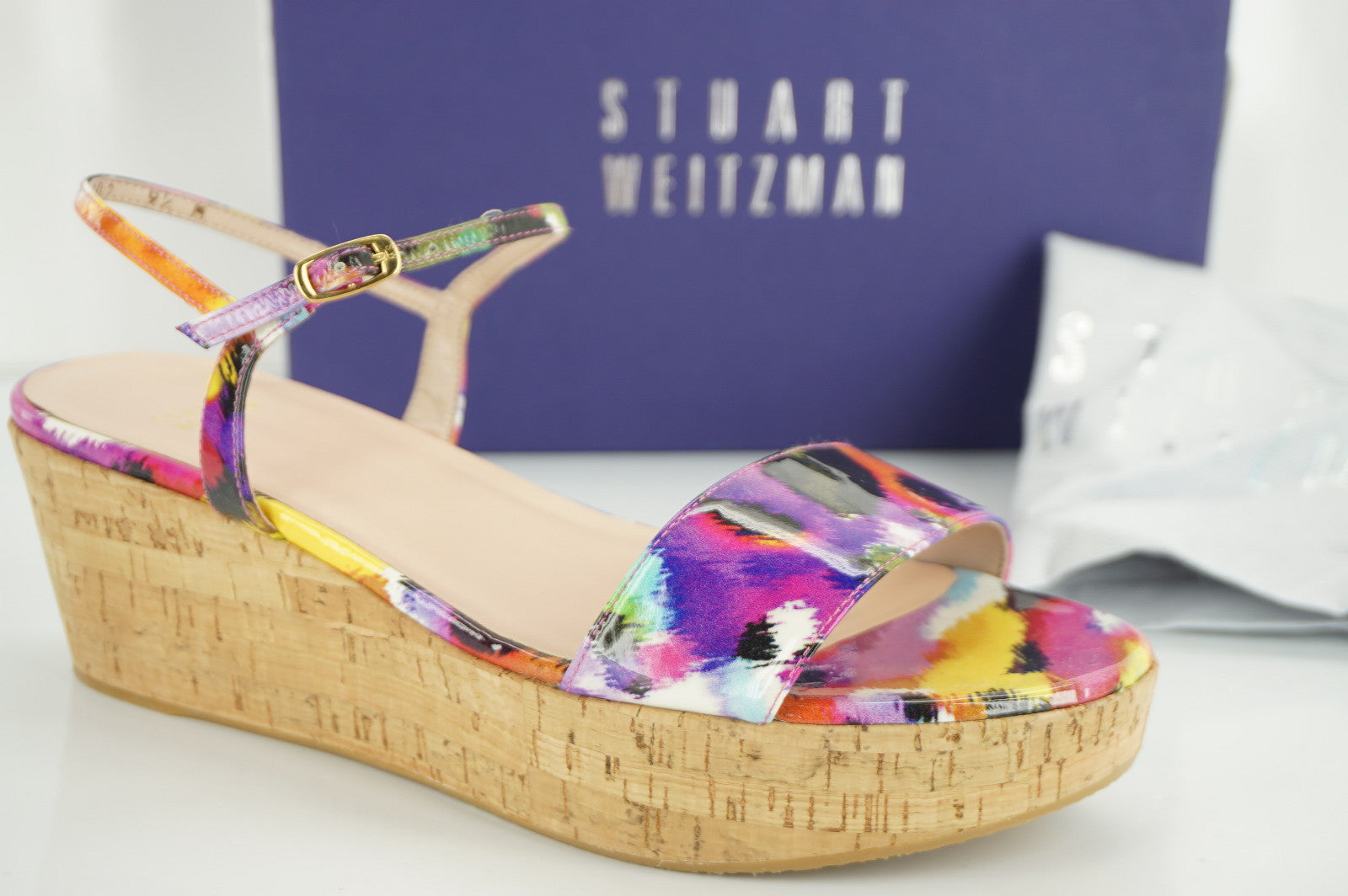 Stuart Weitzman Diverge Patent Platform Ankle Strap Sandals Size 9.5 NIB $375 Sz