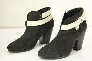 Rag & Bone Harrow Black Suede Ankle Boots SZ 37.5 New Bi-Color $495