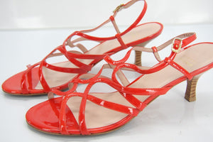 Stuart Weitzman Turning Red Patent Caged Strappy Sandals Size 9 heels New$355 Sz