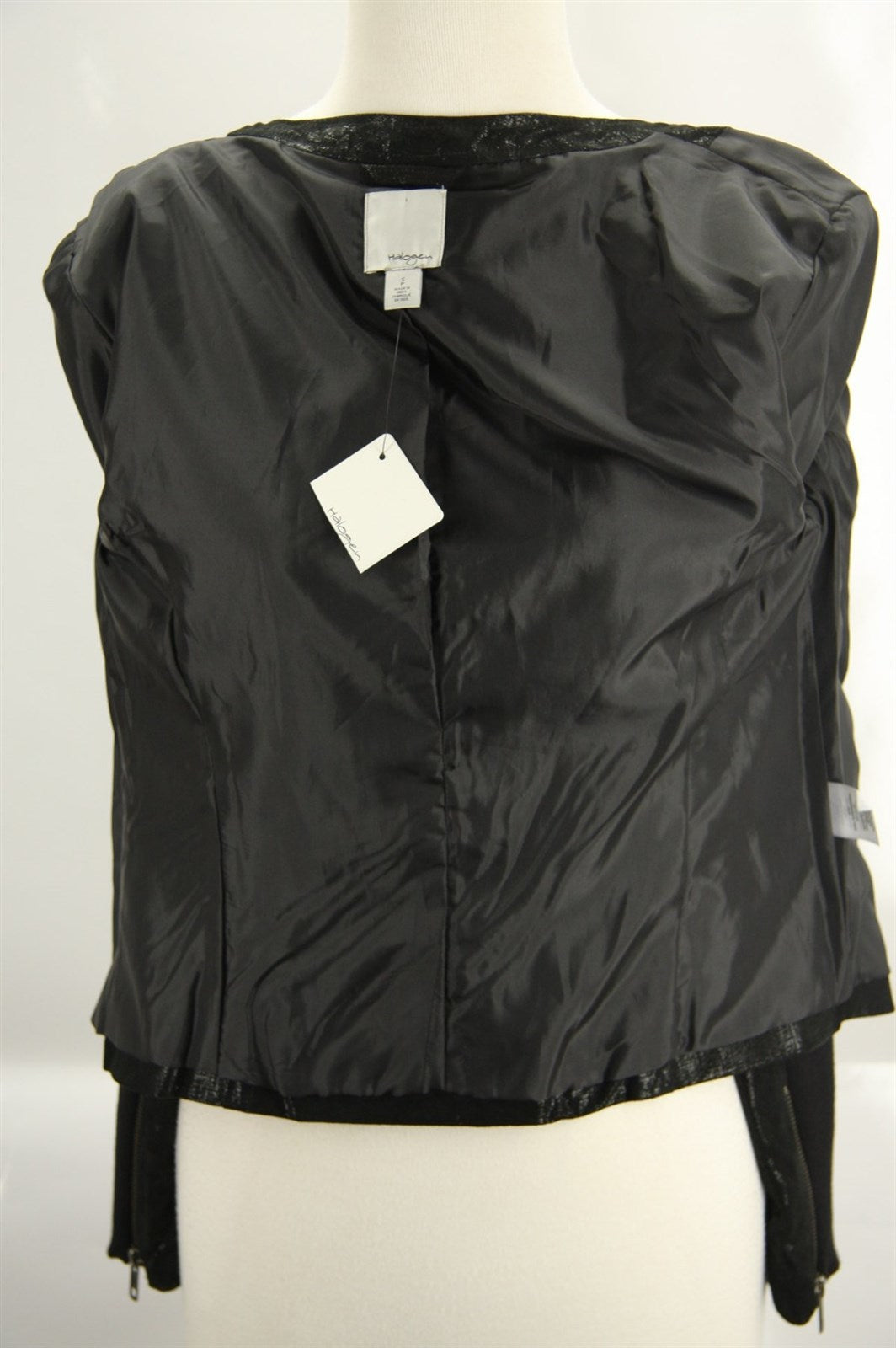 Halogen Black Shimmer Suede Leather Biker Jacket Size Small Petite $298 Womens