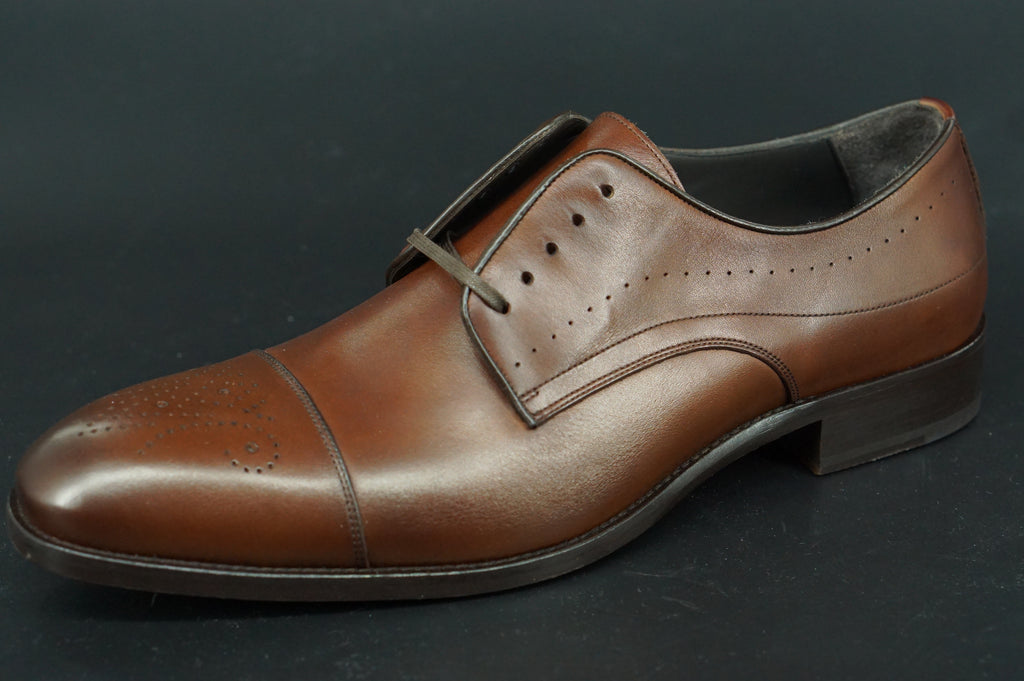 Johnston & Murphy Langford Derby Brown Leather Cap Toe Oxford SZ 11.5 Men Dress