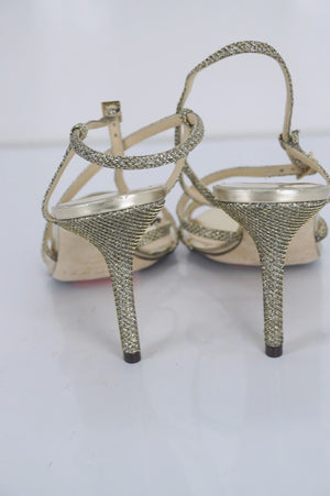 Jimmy Choo Womens Elaine Sandal Gold Glitter Size 36.5