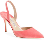 Manolo Blahnik Carolyne pink suede Sandals size 39 New slingback pumps $645