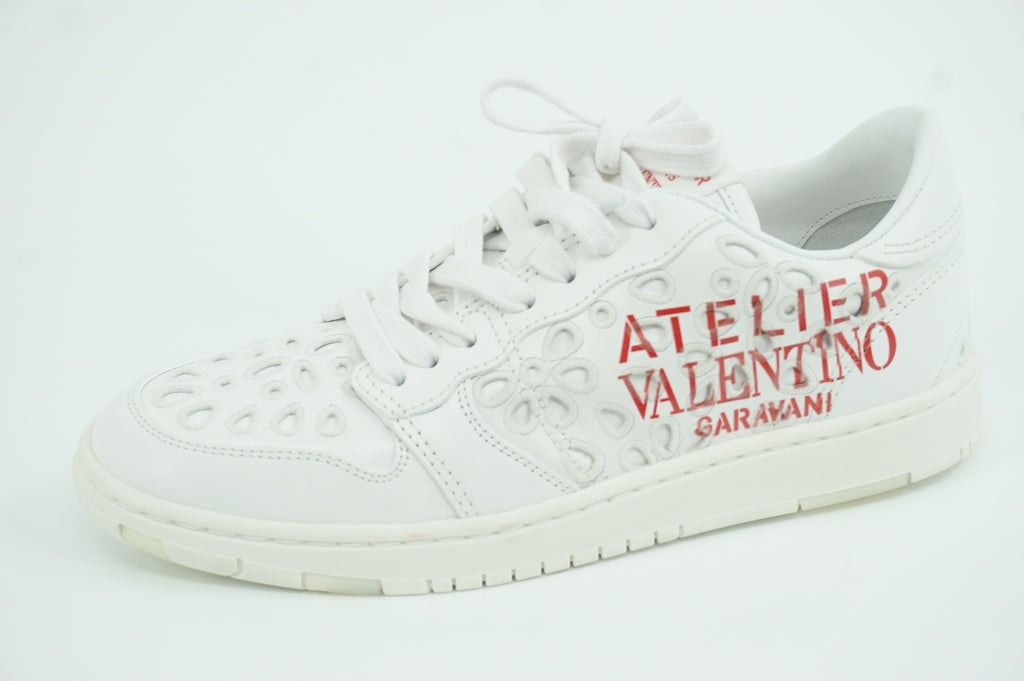 Valentino Garavani Atelier 08 Sun Gallo Eyelet White Low-Top Sneakers Size 38.5