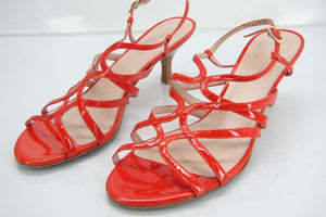 Stuart Weitzman Turning Red Patent Caged Strappy Sandals Size 9 heels New$355 Sz