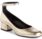 NIB Saint Laurent Babies Ankle Strap Pumps SZ 36.5 gold Leather YSL $895