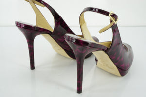 Jimmy Choo Nova Patent Leather Peep Toe Slingback Sandal SZ 39 New Platform $750