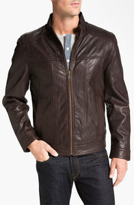Andrew Marc Brown Leather Cruz Biker Jacket size XL extra large NWT Bomber $430
