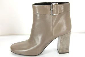 Prada Grey Block Heel Ankle Short Booties Size 39 Buckle Top High NIB $950