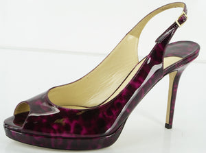 Jimmy Choo Nova Patent Leather Peep Toe Slingback Sandal SZ 39 New Platform $750