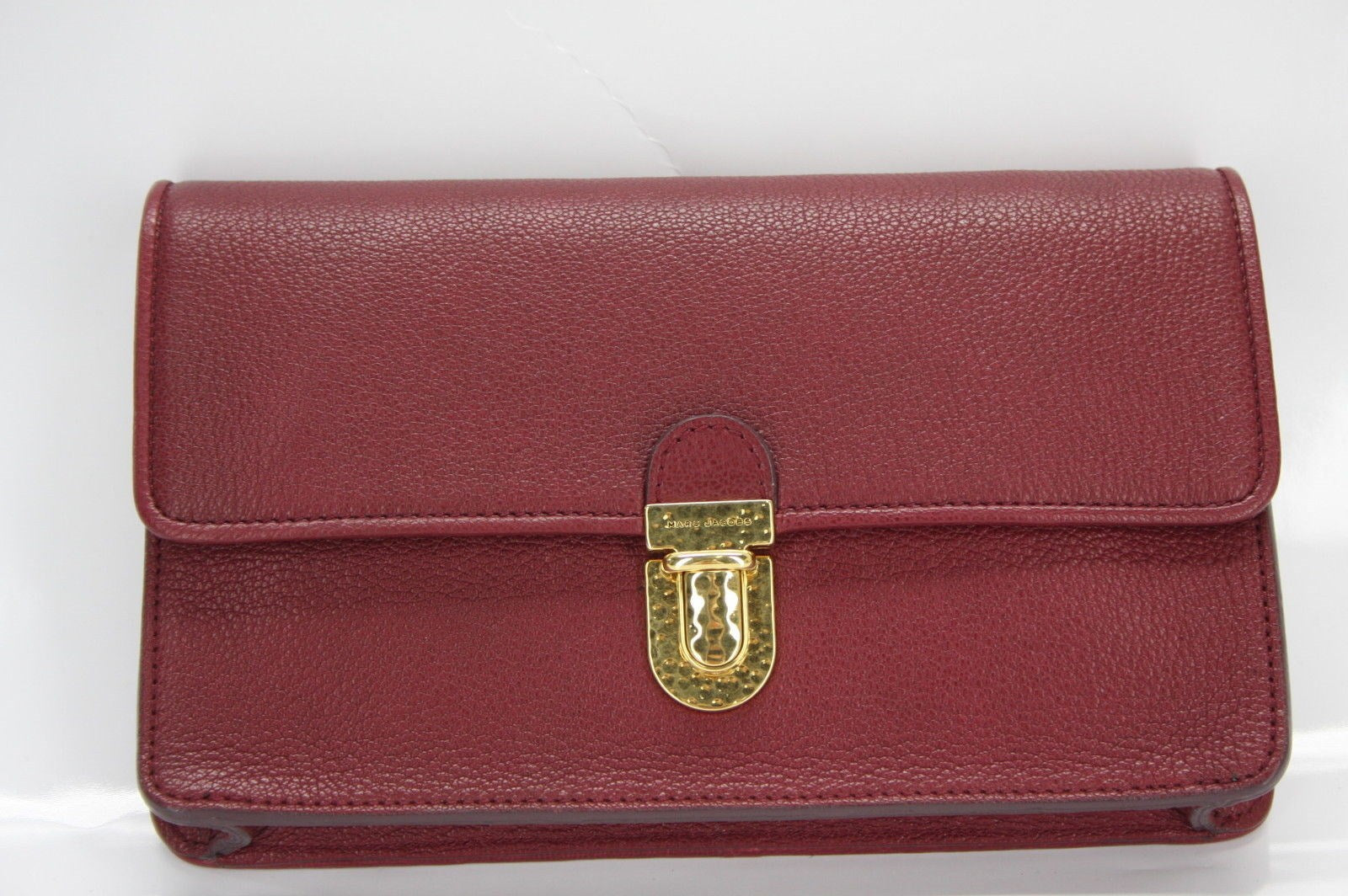 Marc Jacobs Leather Venetia Push Lock Front Clutch Bag $495 New Small Purse