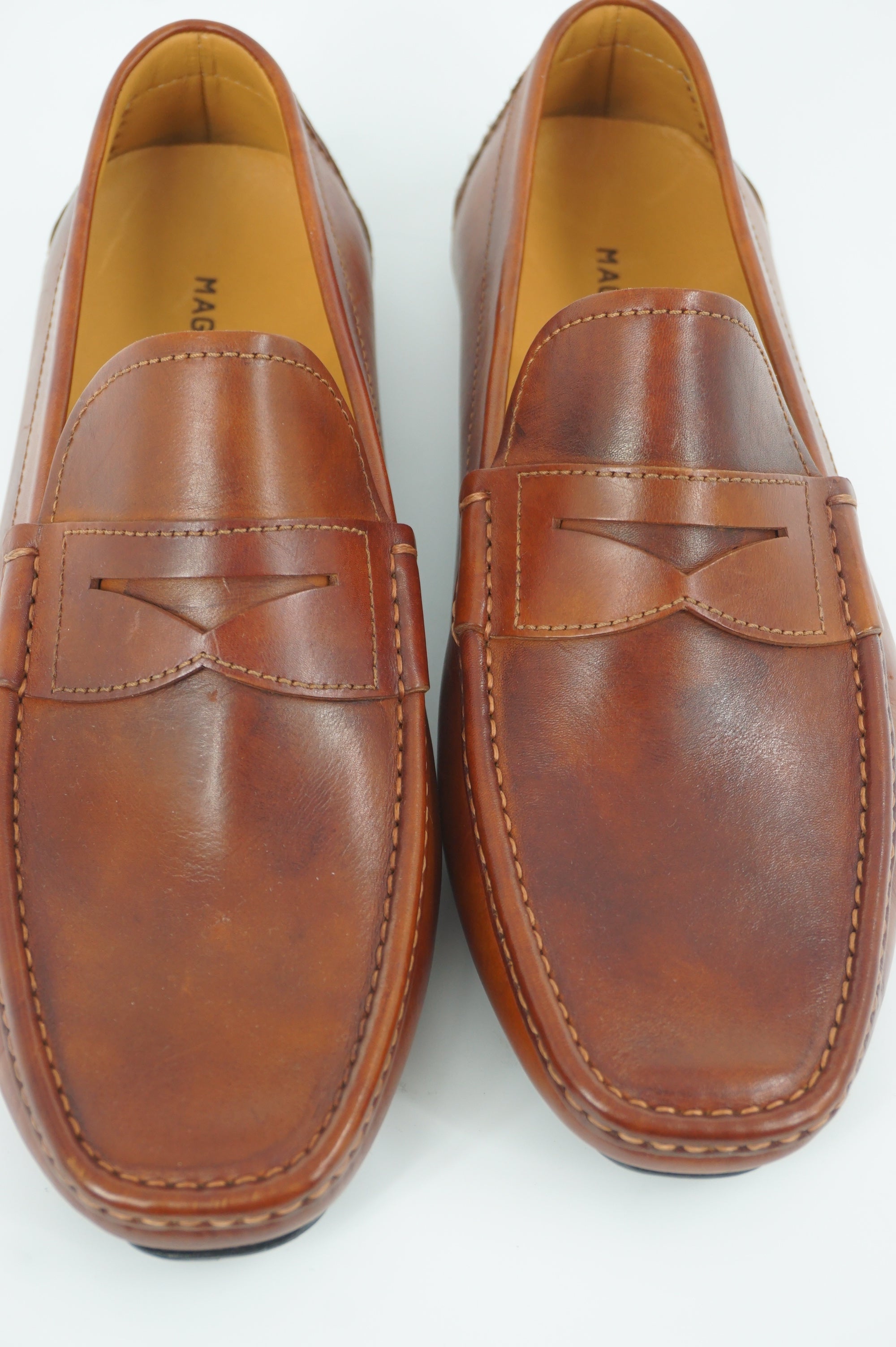 Magnanni Vance Penny Driving Loafers Size 9.5 Brown Leather $350 slip on NIB