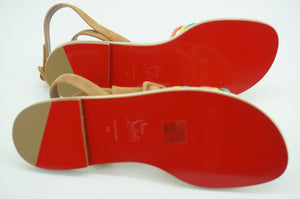 Christian Louboutin Ella Multi Strappy Flat Sandals Size 40 10 NIB $695