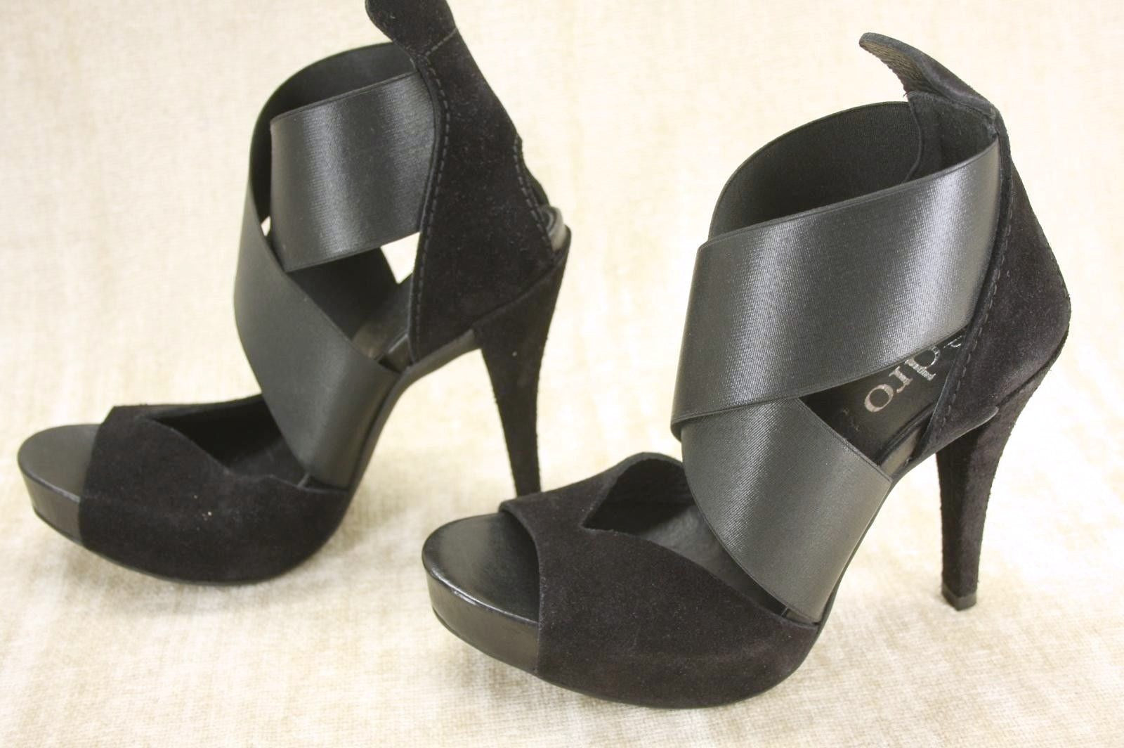 Pedro Garcia Black Leather Clary Wide Strap Platform Heel Sandals Sz 36 New $470