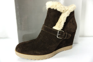Aquatalia by Marvin K Brown Suede Carlotta Wedge ankle Boots Size 41 11 NIB $398