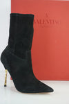 NIB Valentino Black Suede 'Twisteel' Stiletto Pointy Toe Bootie Size 39 $1445