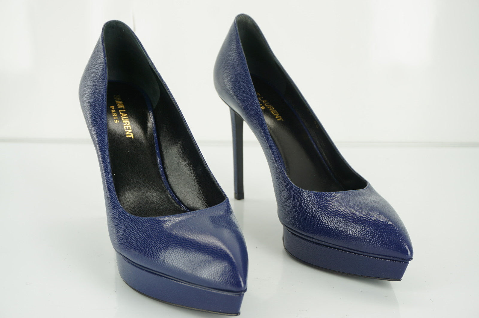 Saint Laurent Janis Blue Pointed Toe Platform Pumps Size 40 10 $775 YSL NIB Yves